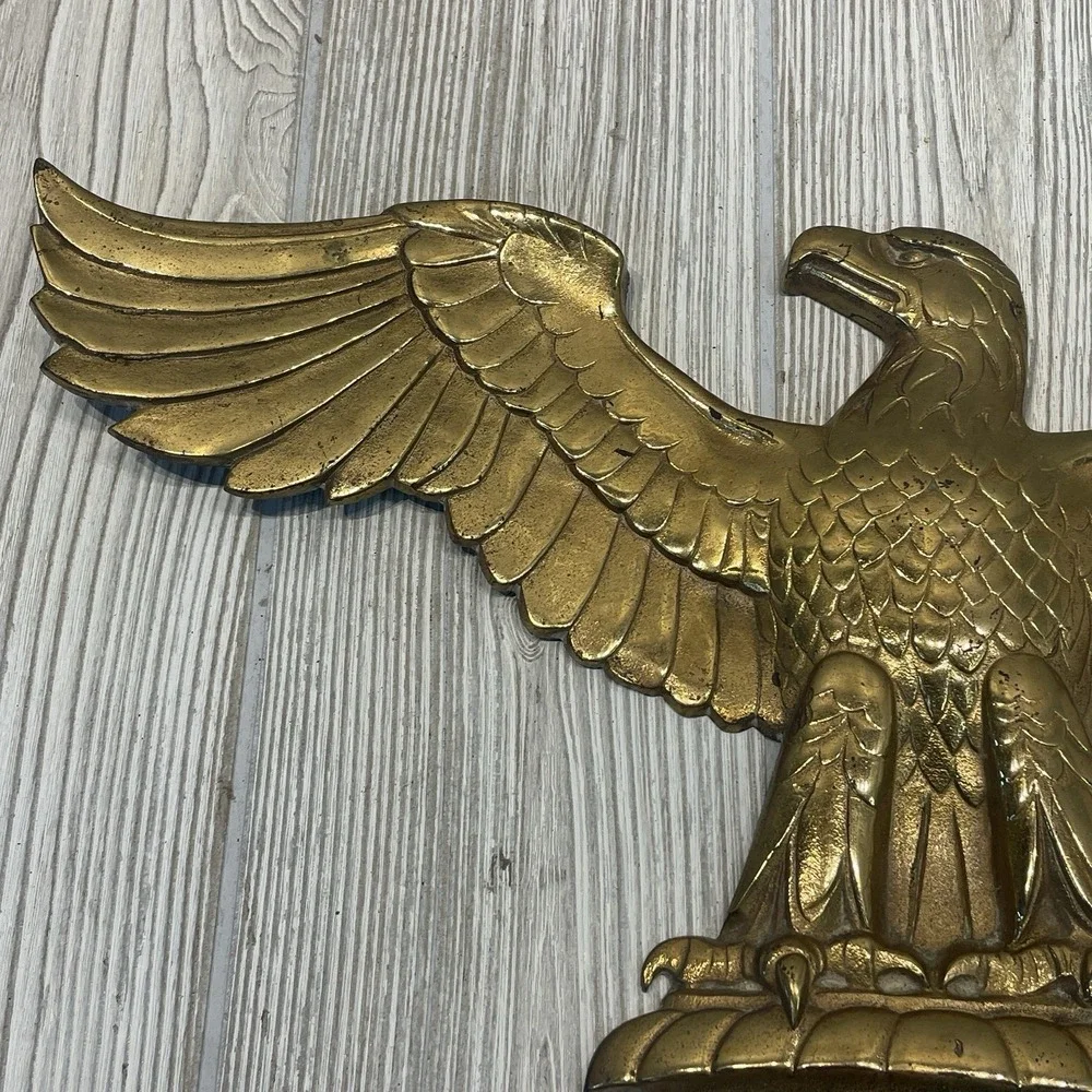 Vintage HEAVY DUTY Brass American Eagle Wall Mount 18